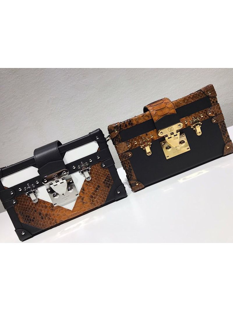 Louis Vuitton LV Petite Malle with Python Leather-Trim N94723