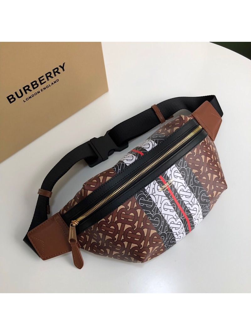 Burberry Medium Monogram Stripe E-canvas Bum Bag 80172121 Brown