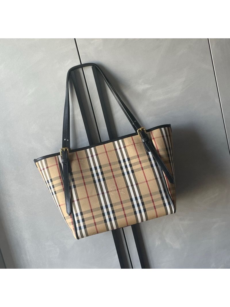 Burberry Black Haymarket Coated Canvas Canterbury Tote Bag