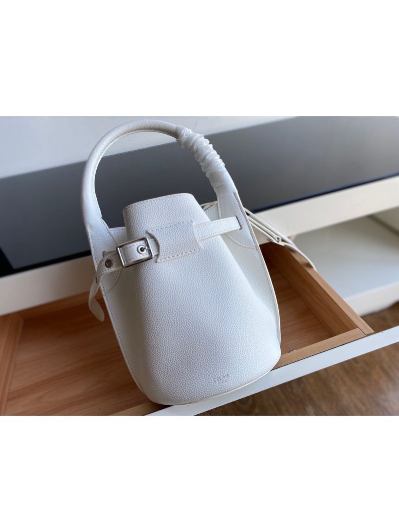 Celine Big Bag Nano Bucket in Supple Grained Calfskin White 187243