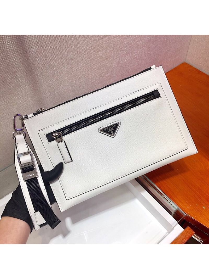 Prada Saffiano Leather Pouch 2NH009 White