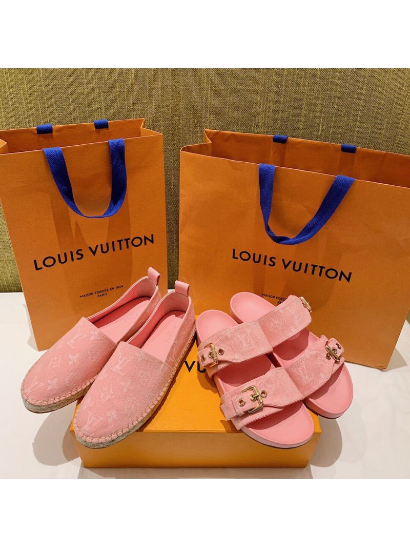 Louis Vuitton LV Starboard Flat Espadrille 1A7RIJ Pink Denim Monogram