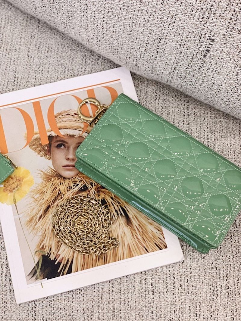Lady Dior Clutch With Chain in Patent Calfskin S0204 Avocado