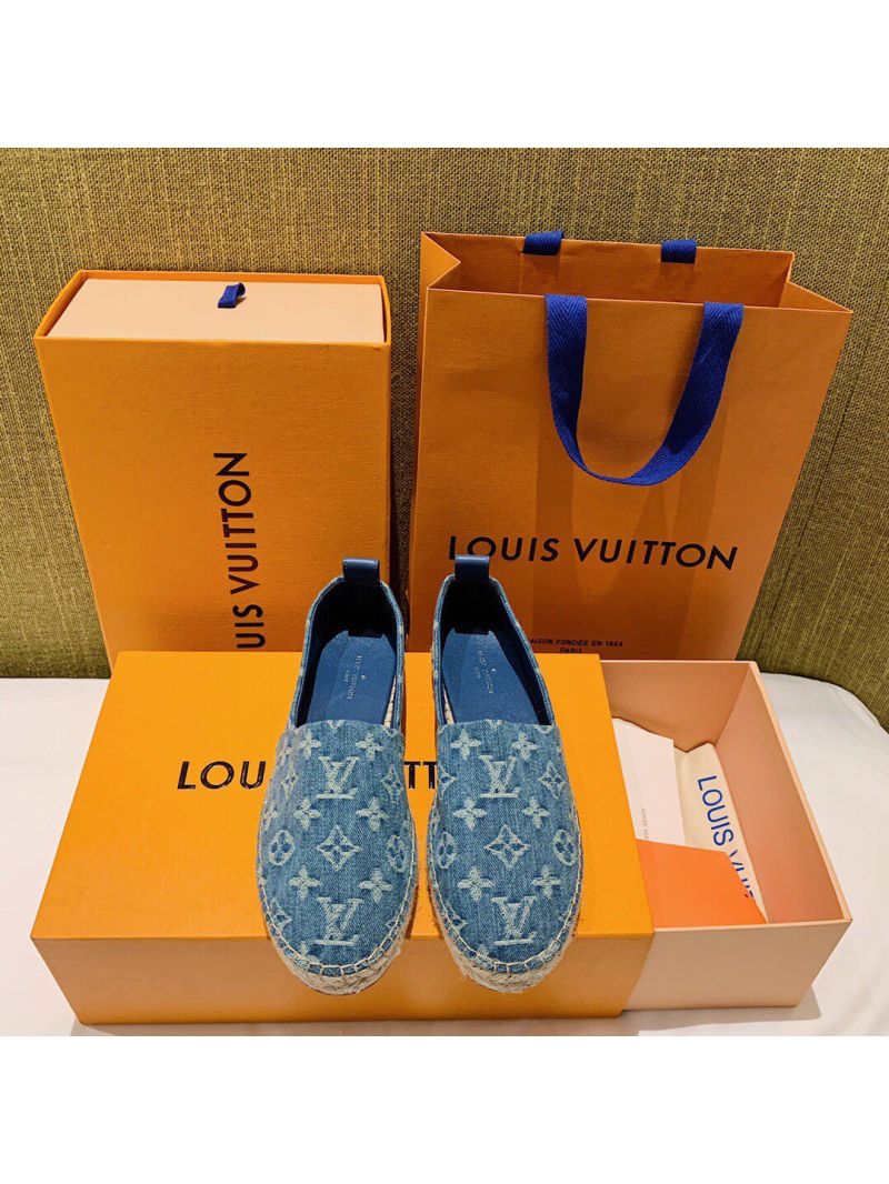 Louis Vuitton LV Starboard Flat Espadrille 1A7RIJ Blue Denim Monogram