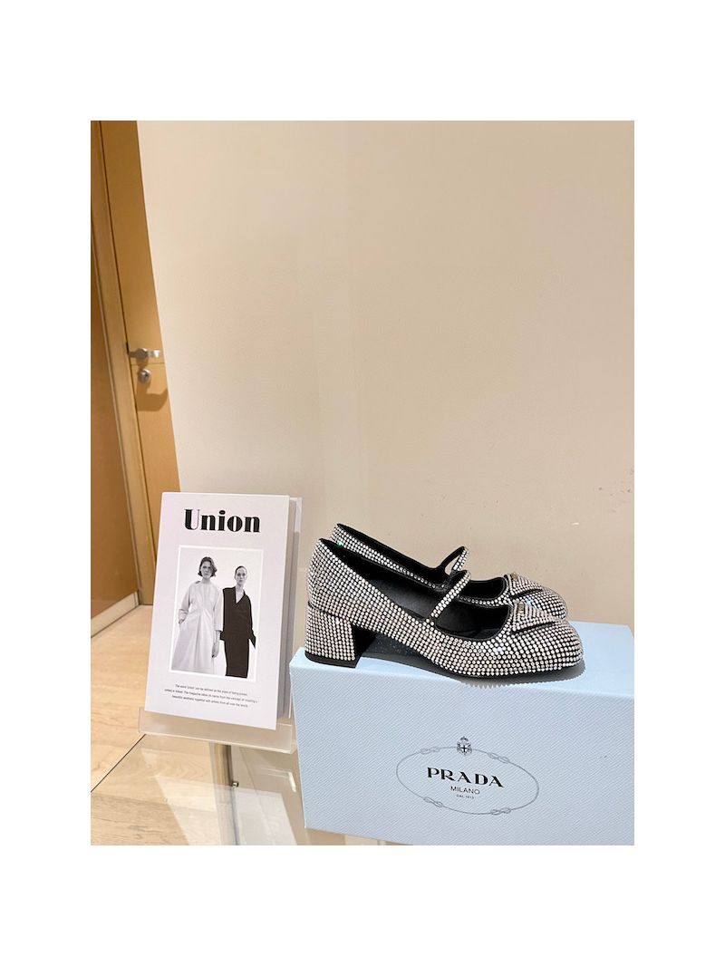 Prada Satin Pumps With Crystals 1I755M