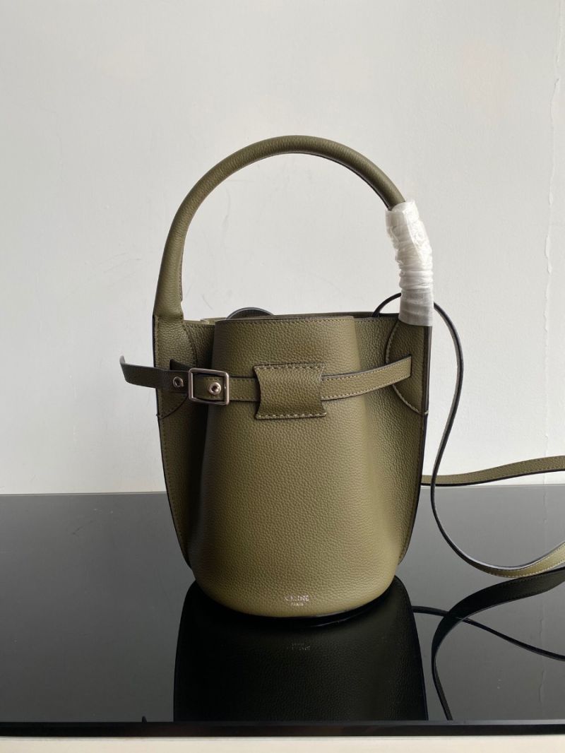 Celine Big Bag Nano Bucket in Supple Grained Calfskin Army Green 187243