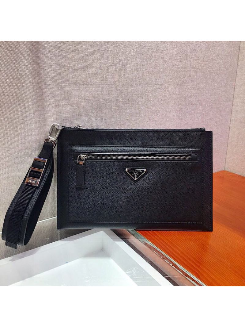 Prada Saffiano Leather Pouch 2NH009 Black