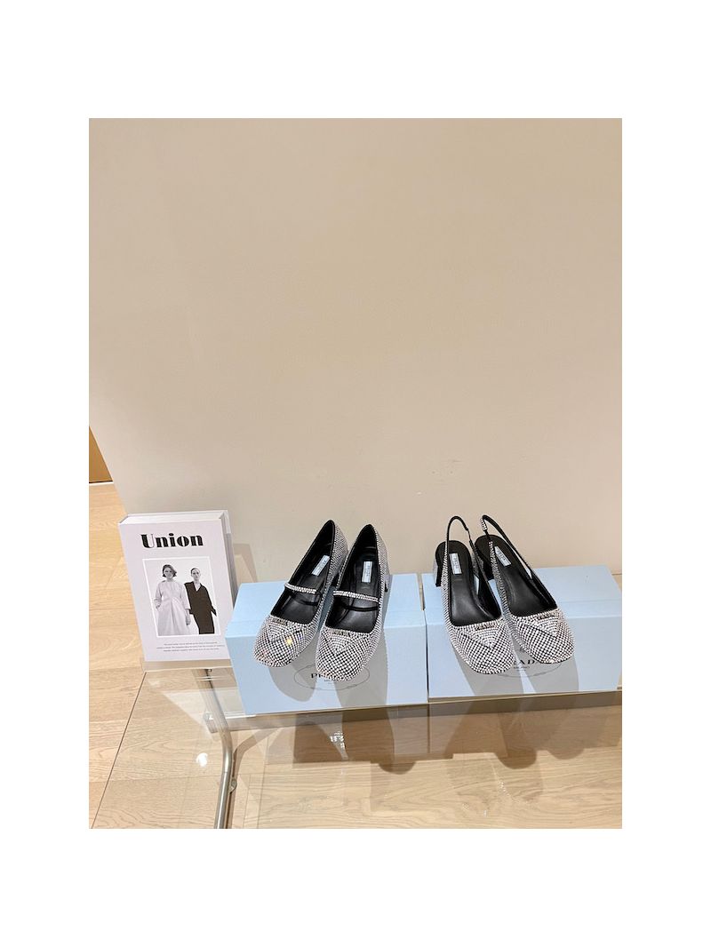 Prada Satin Slingback Pumps With Crystals 1I758M