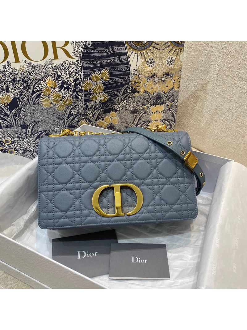 Dior Medium Caro Bag Cloud Blue Supple Cannage Calfskin M9242U