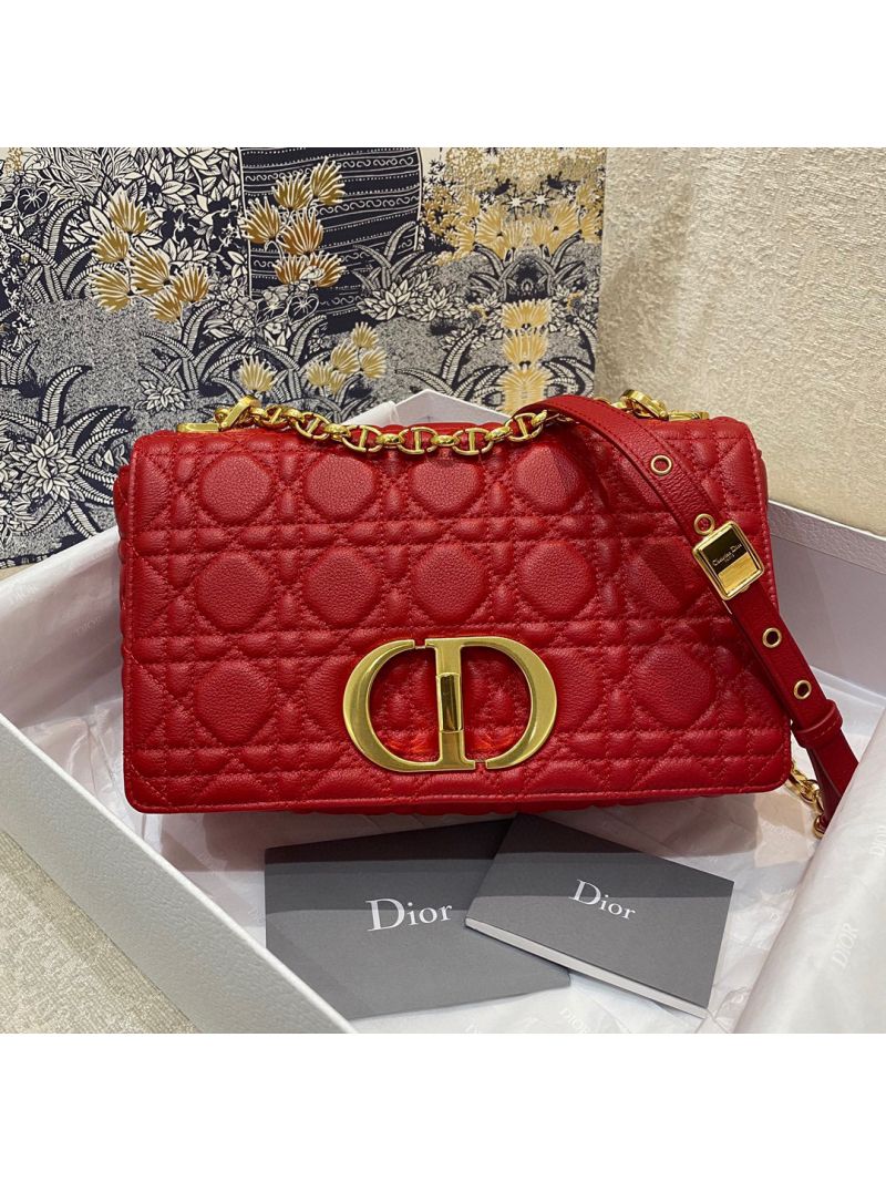 Dior Medium Caro Bag Red Supple Cannage Calfskin M9242U