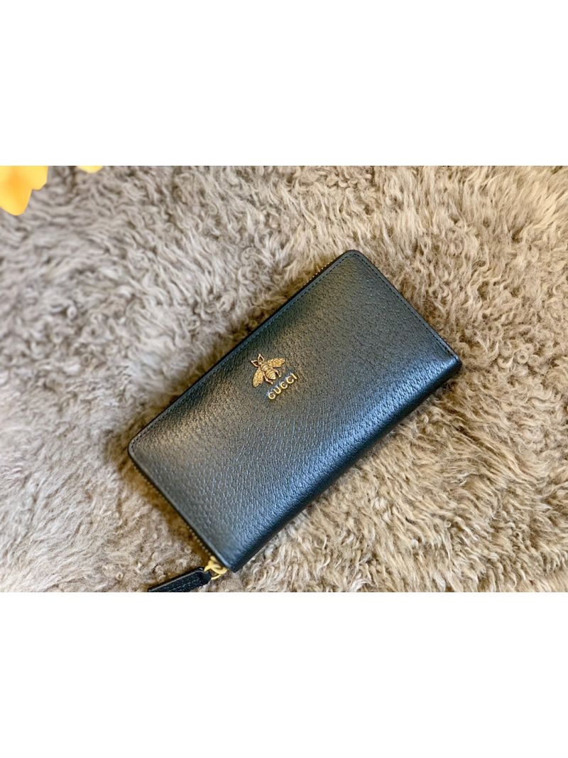 Gucci Animalier Leather Zip Around Wallet 523667