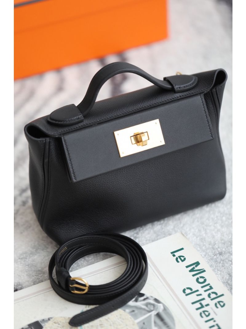 Hermes 24/24 - 21 Bag Evercolor with Swift Calfskin in Black
