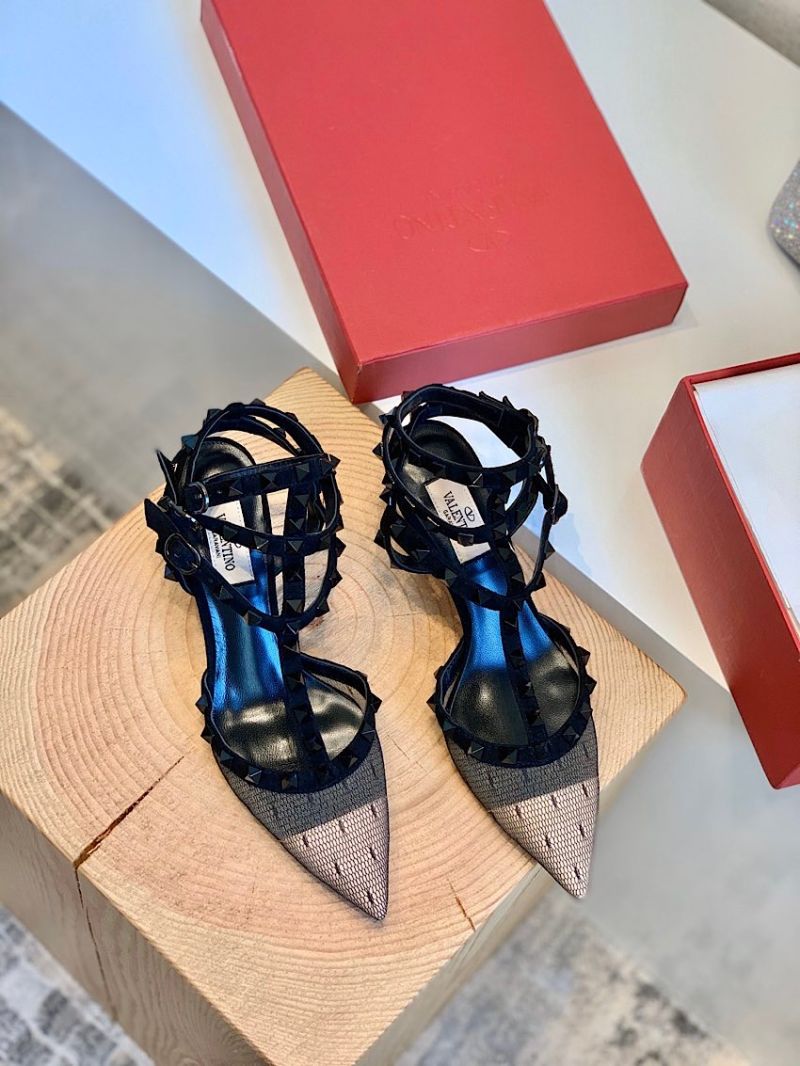 Valentino Rockstud Lace Cage Pump 65mm Black