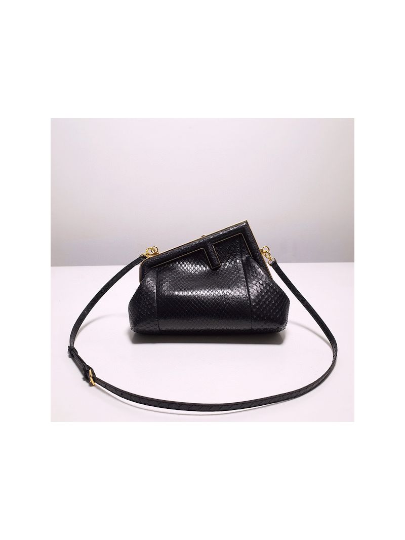 Fendi First Small with Black python leather bag 8BP129A