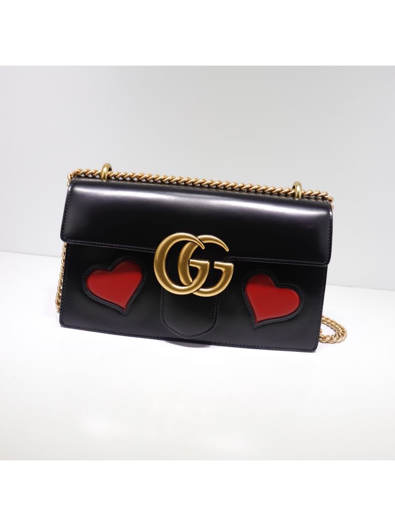 Gucci GG Marmont Black leather with Love Shoulder bag 431777