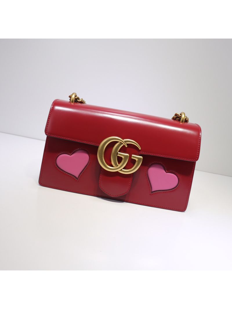 Gucci GG Marmont red leather with Love Shoulder bag 431777