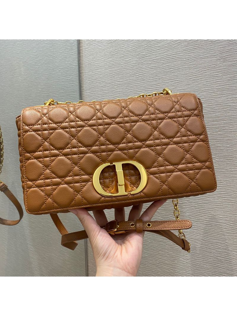 Dior Large Caro Bag Soft Cannage Calfskin M9243 Cognac
