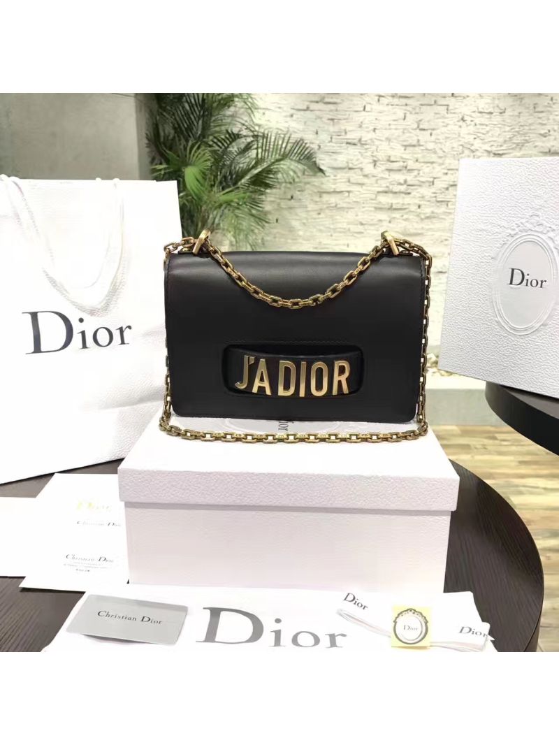 Dior J'ADIOR Flap Bag With Chain in Calfskin Black 
