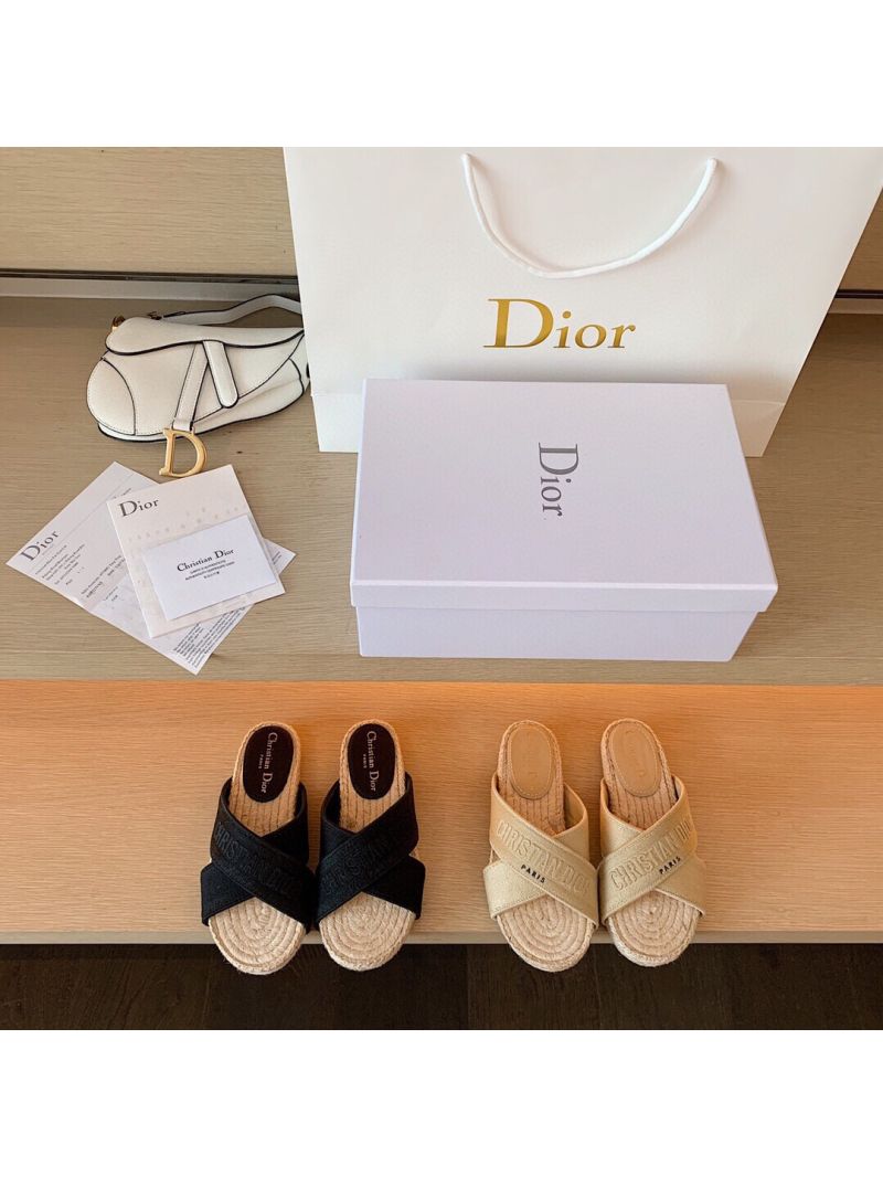 Dior Granville Mule Black Embroidered Cotton KCQ392