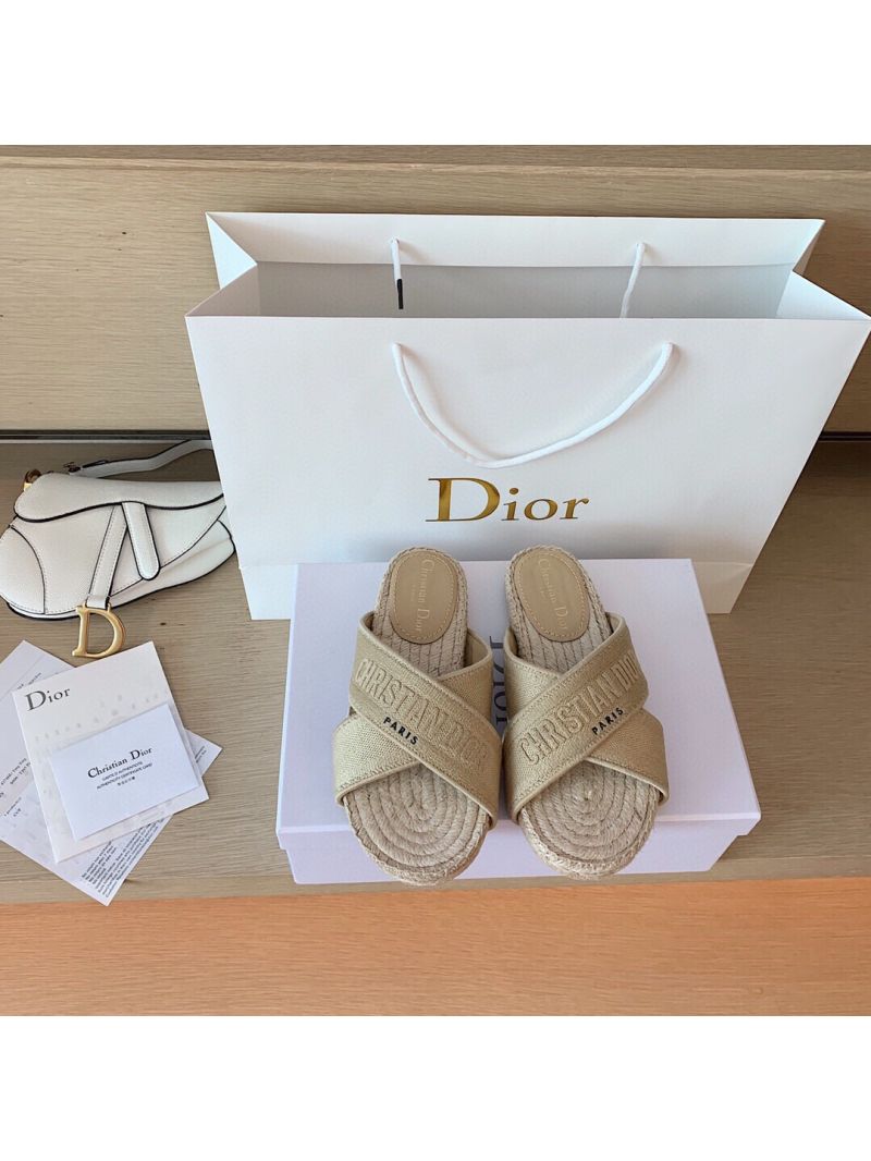 Dior Granville Mule Cream Embroidered Cotton KCQ392