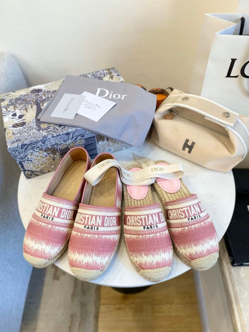 Dior Granville Mule Dark Nude D-Stripes Embroidered Cotton KDB602