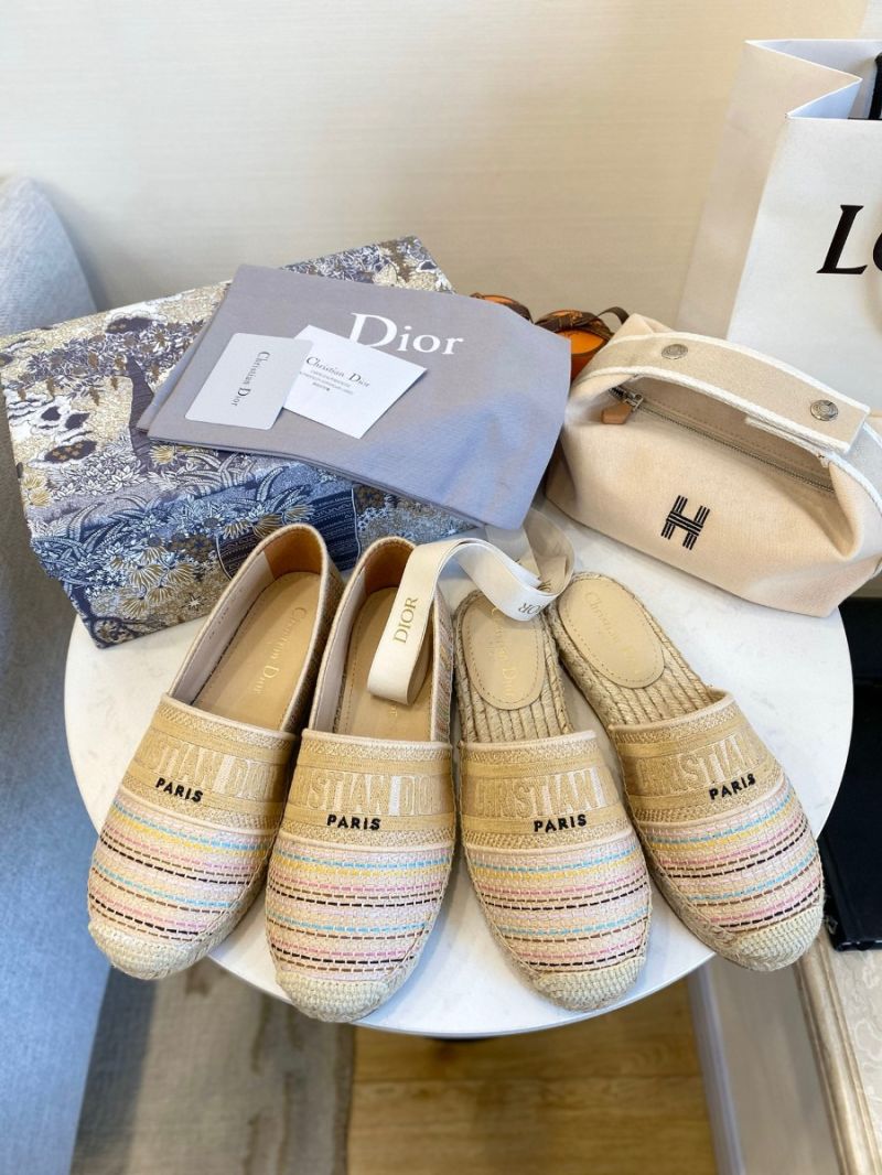 Dior Granville Mule Multicolour D-Stripes Embroidered Cotton KDB602