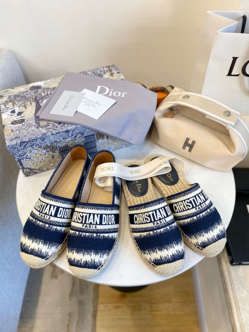 Dior Granville Mule Navy D-Stripes Embroidered Cotton KDB602