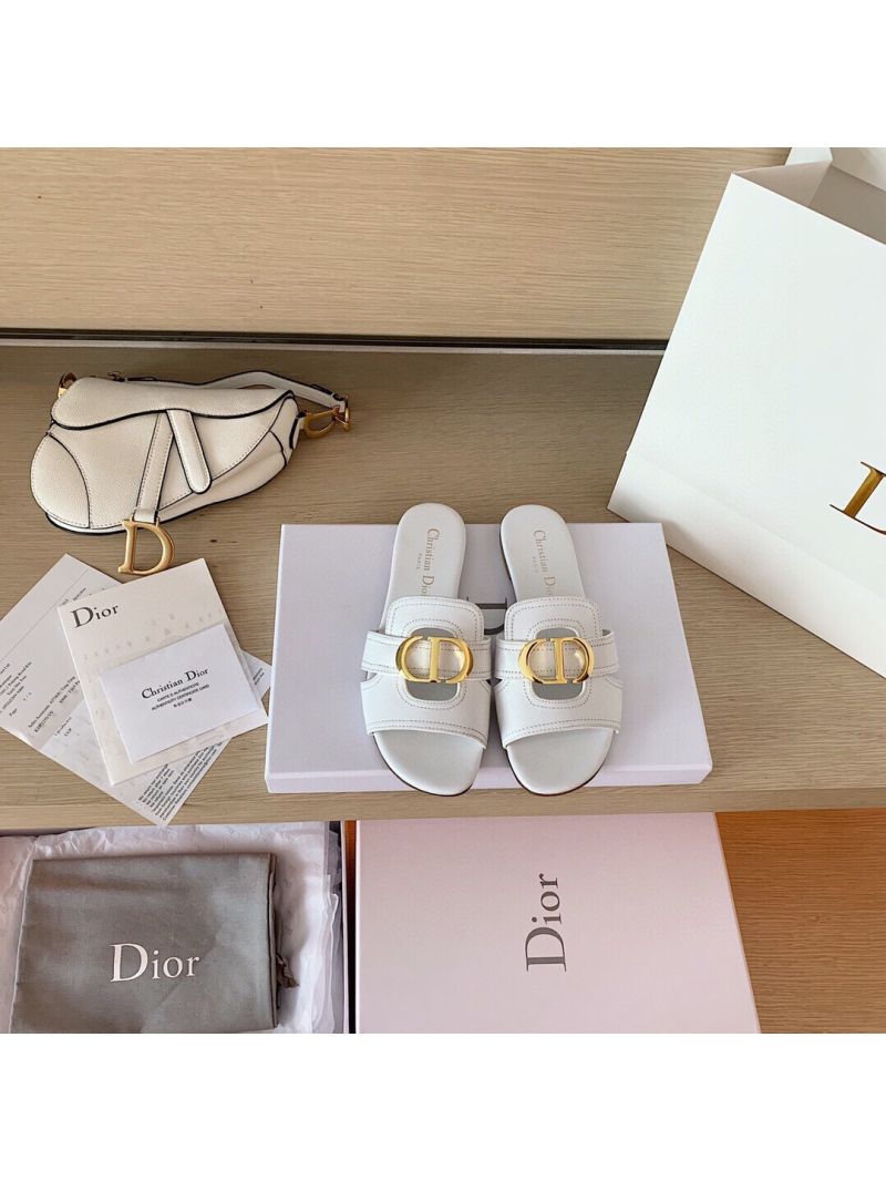 Dior 30 Montaigne Mule White Calfskin KCQ266