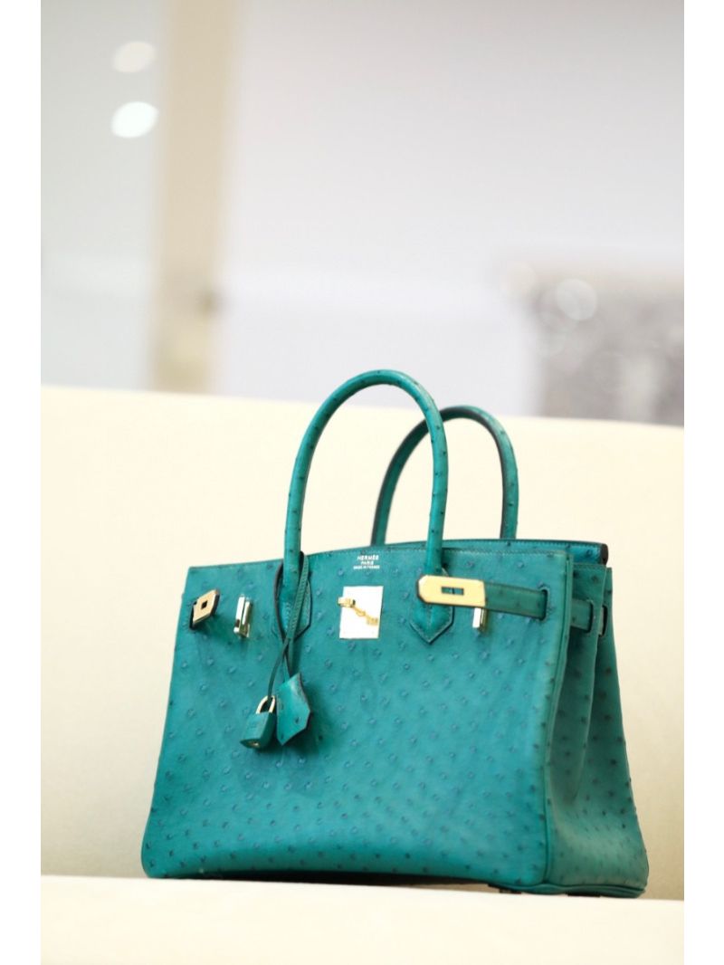 Hermes Birkin Ostrich Leather in Malachite