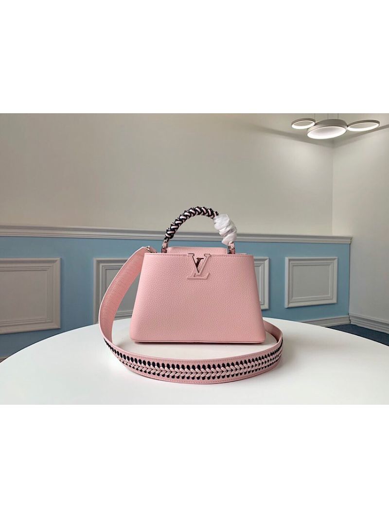 Louis Vuitton LV Capucines BB/PM with Braided Handle and Strap M55084 Pink