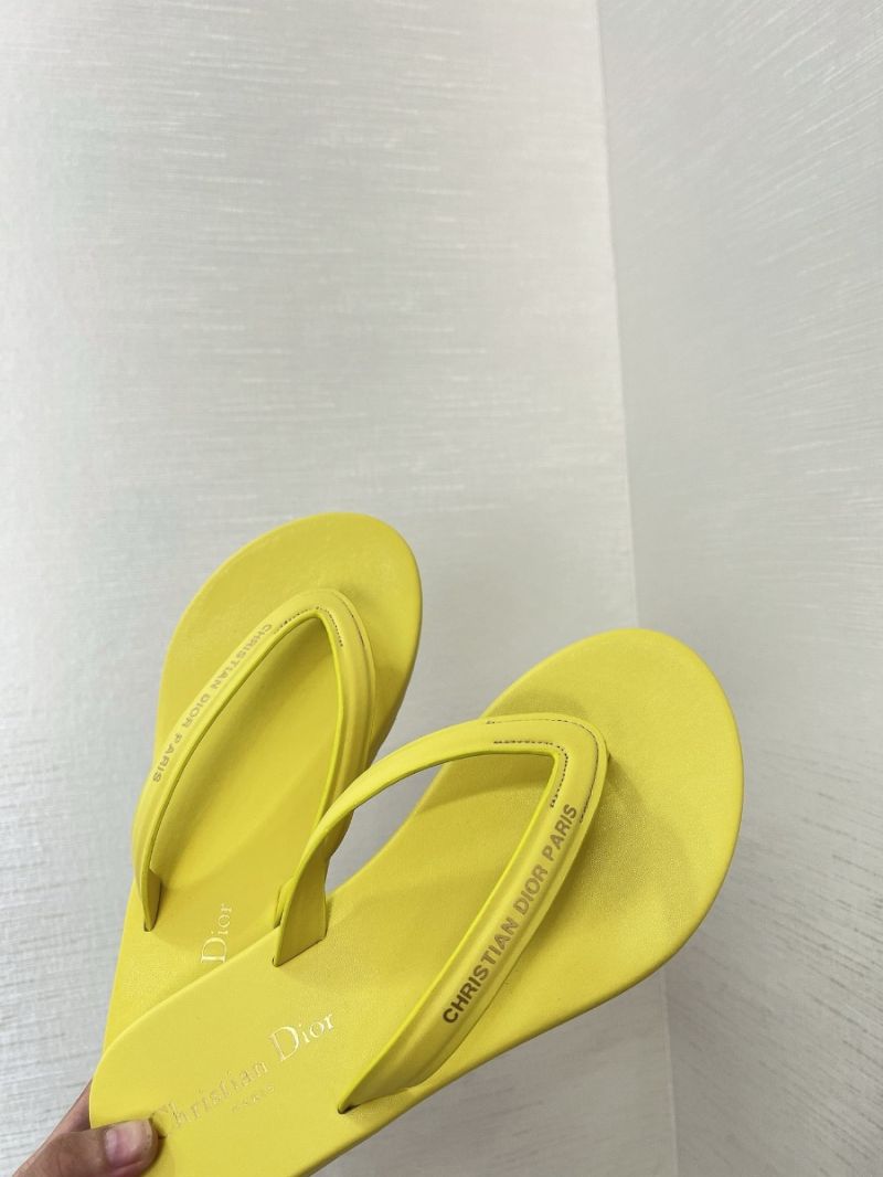 Dior Dioriviera Diorsea Thong Sandal Yellow Leather-Effect Fabric KCQ870