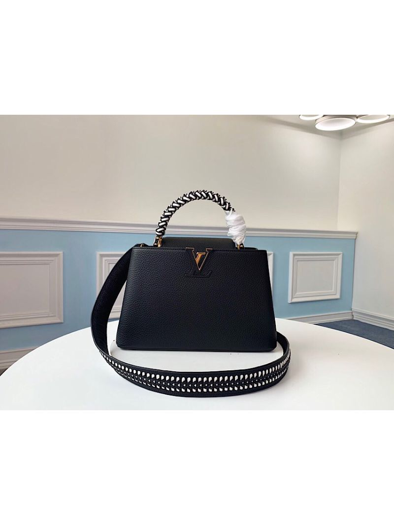 Louis Vuitton LV Capucines BB/PM with Braided Handle and Strap M55084 Black