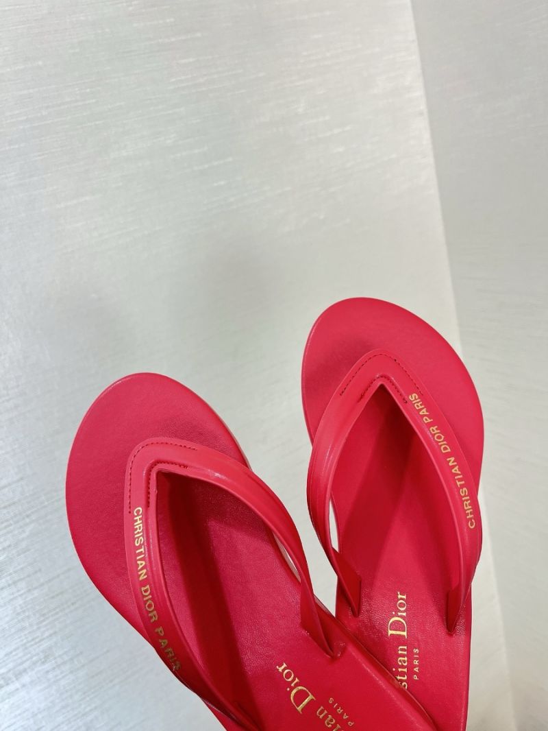Dior Dioriviera Diorsea Thong Sandal Red Leather-Effect Fabric KCQ870