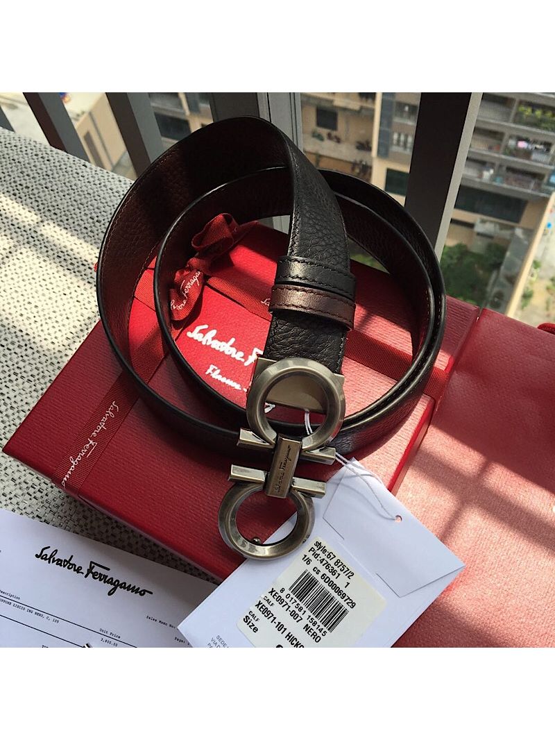 Ferragamo Adjustable and Reversible Leather Gancini Belt 476361-7