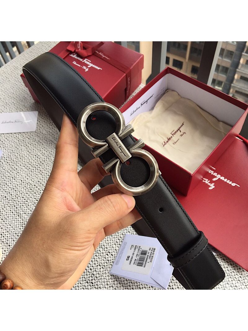 Ferragamo Adjustable and Reversible Leather Gancini Belt 476361-3