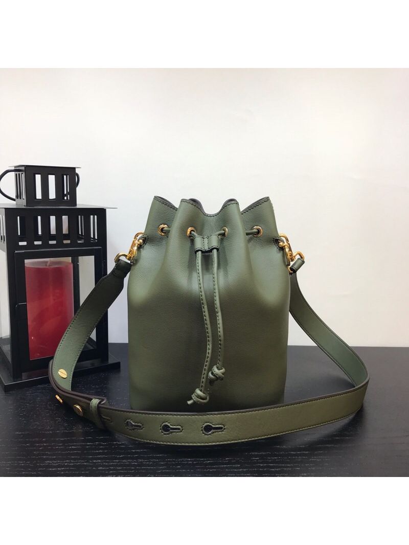 Fendi Mon Tresor Leather Bucket Bag 8BT298 Green