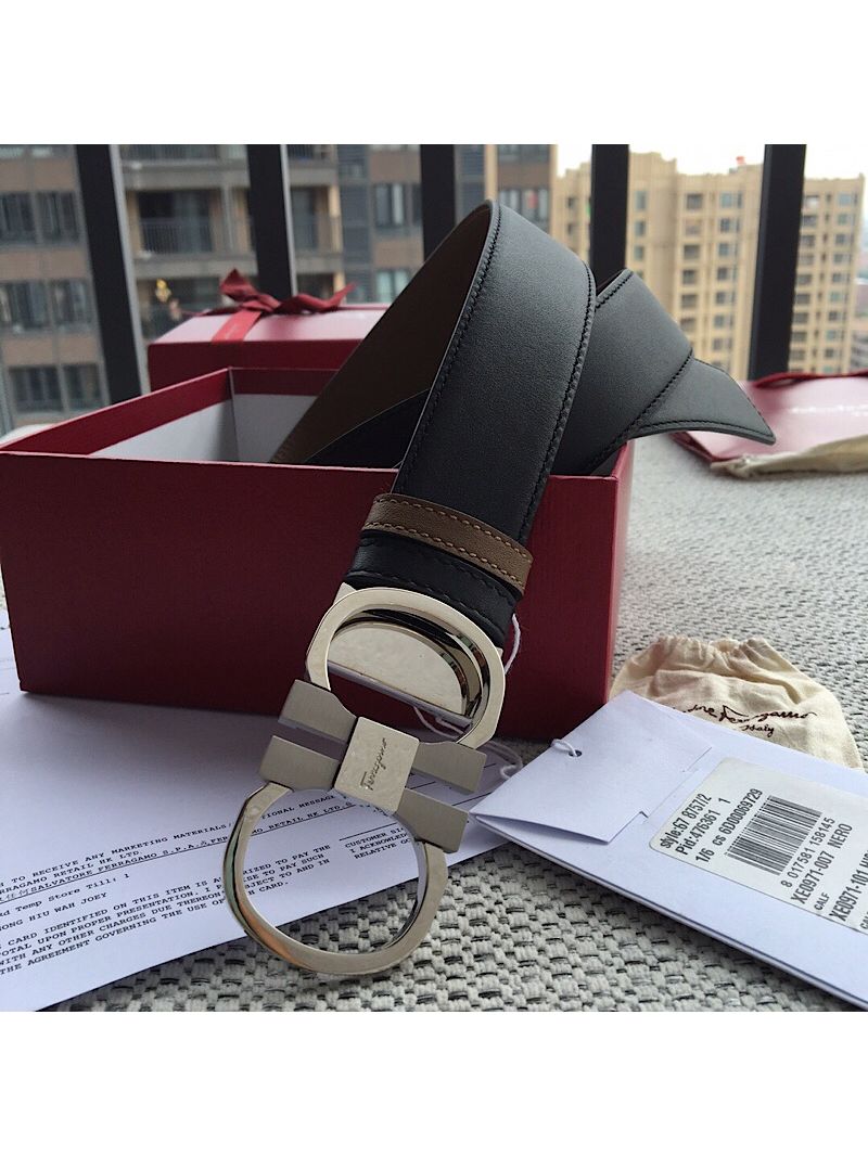 Ferragamo Adjustable and Reversible Leather Gancini Belt 476361-4