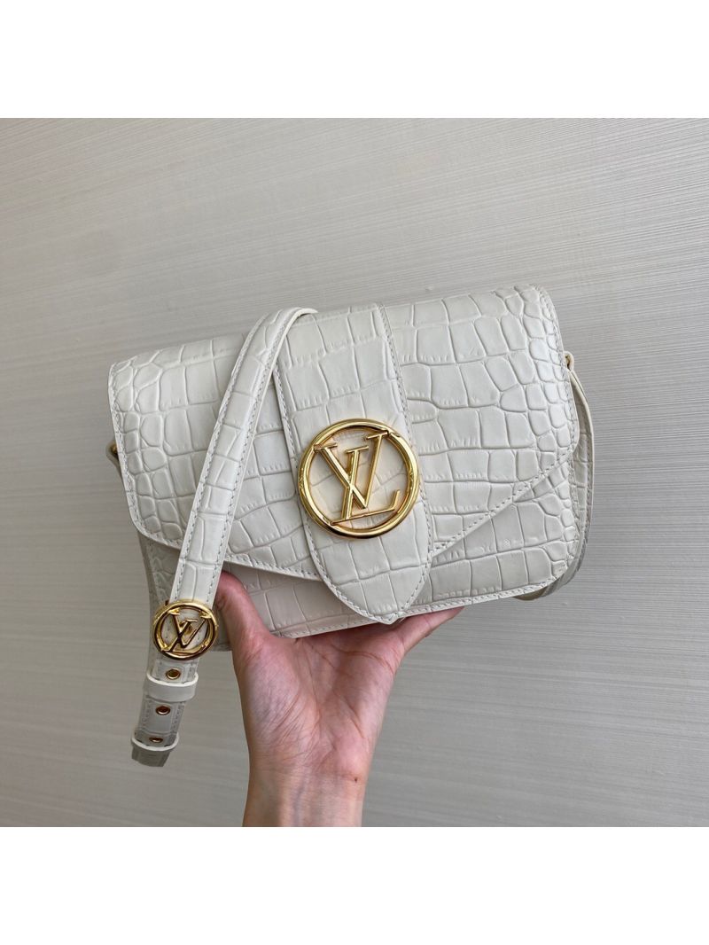 Louis Vuitton LV Pont 9 M55948 Crocodile Embossed White