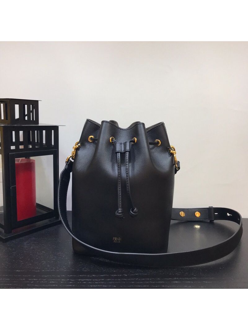 Fendi Mon Tresor Leather Bucket Bag 8BT298 Black