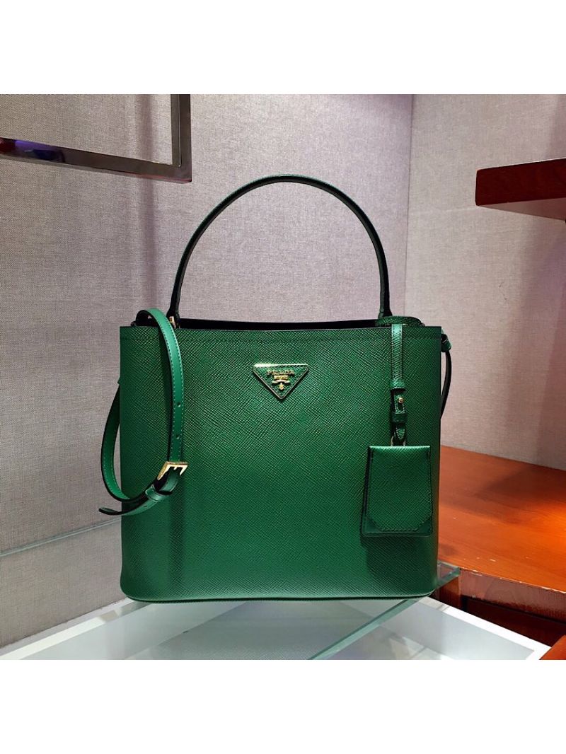 Prada Panier Saffiano Leather Bag 1BA211 Green