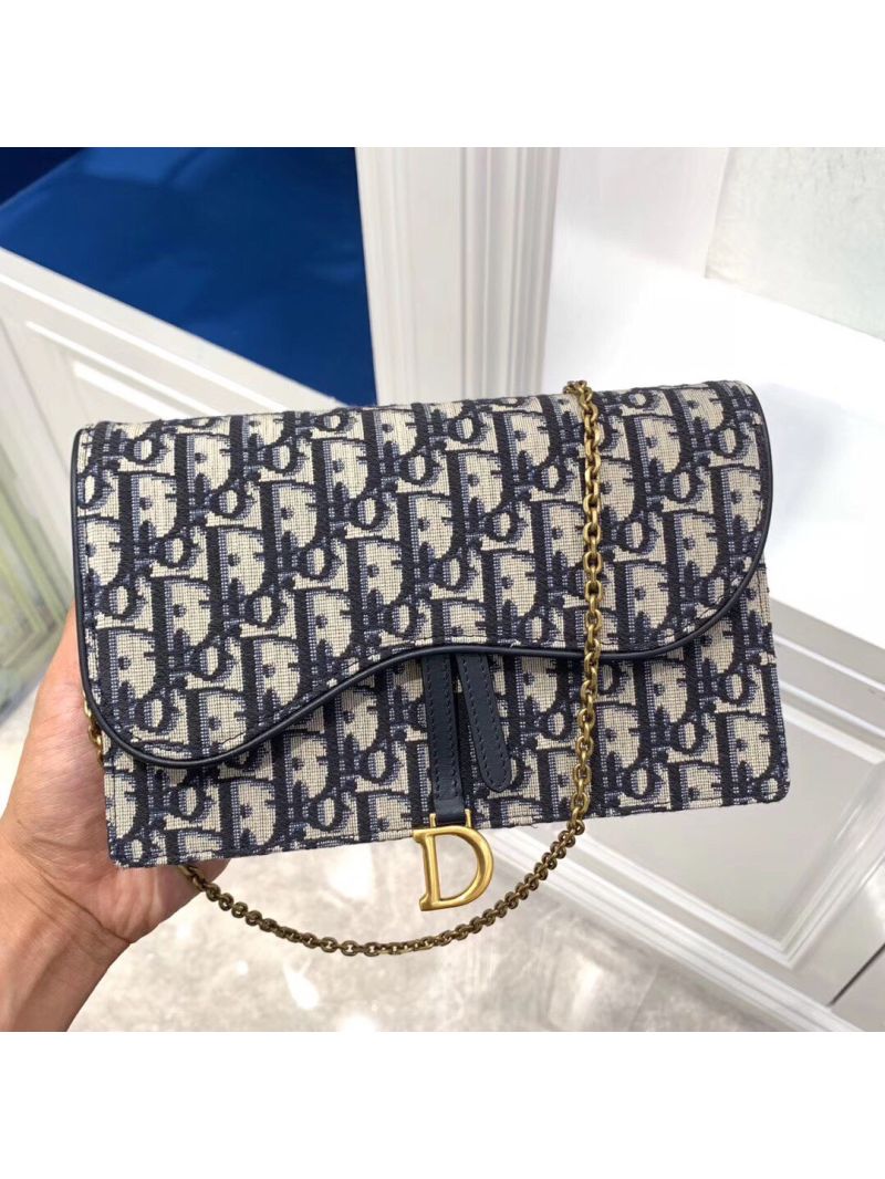 Dior Blue Oblique Saddle Clutch 