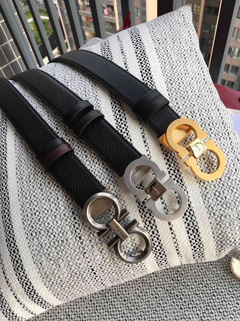 Ferragamo Adjustable and Reversible Leather Gancini Belt 476361-6