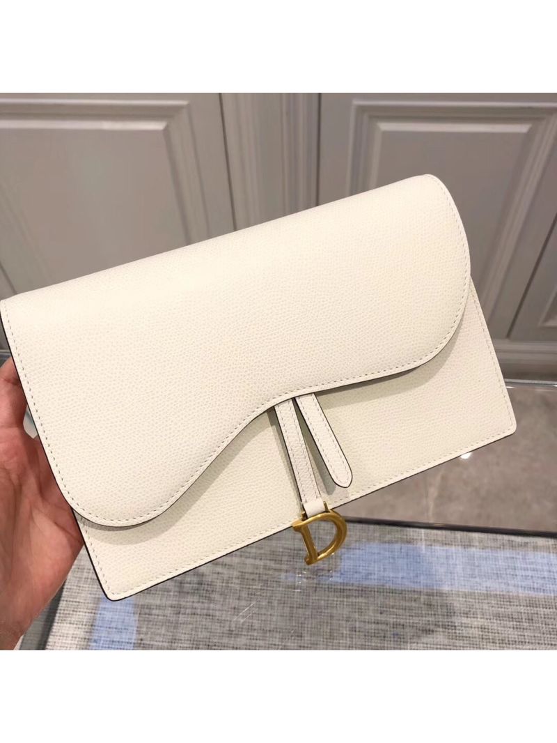Dior White Saddle Calfskin Clutch