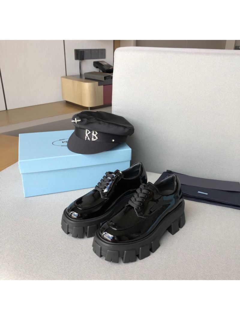 Prada Monolith Patent Leather Laced Shoes 1E708L