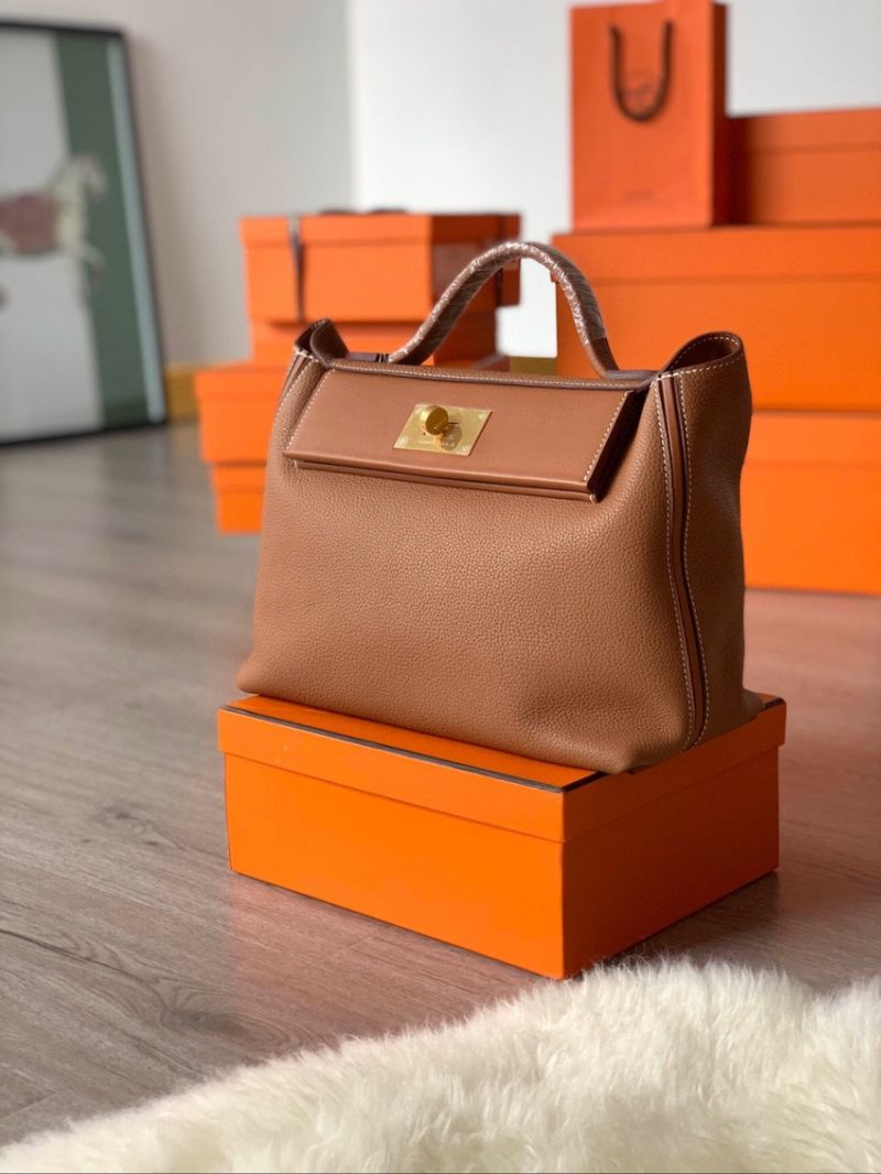 Hermes 24/24 Kelly Slouchy Swift & Togo Leather Brown