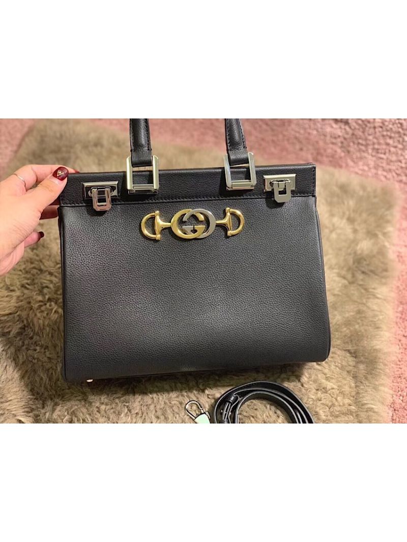 Gucci Zumi Grainy Leather Small Top Handle Bag 569712 Black