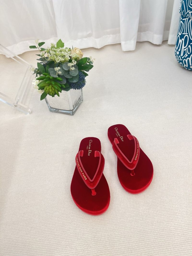 Dior Dioriviera Diorsea Thong Sandal Velvet KCQ870 Red