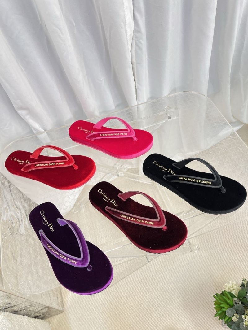 Dior Dioriviera Diorsea Thong Sandal Velvet KCQ870 Black