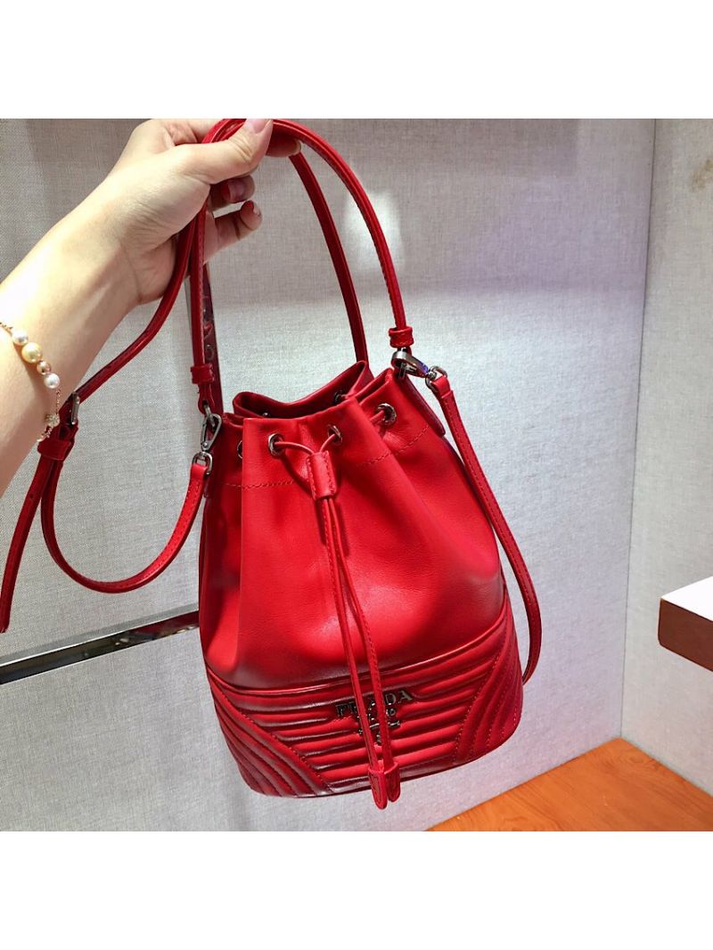 Prada Leather Diagrammed Bucket bag 1bh038 Red