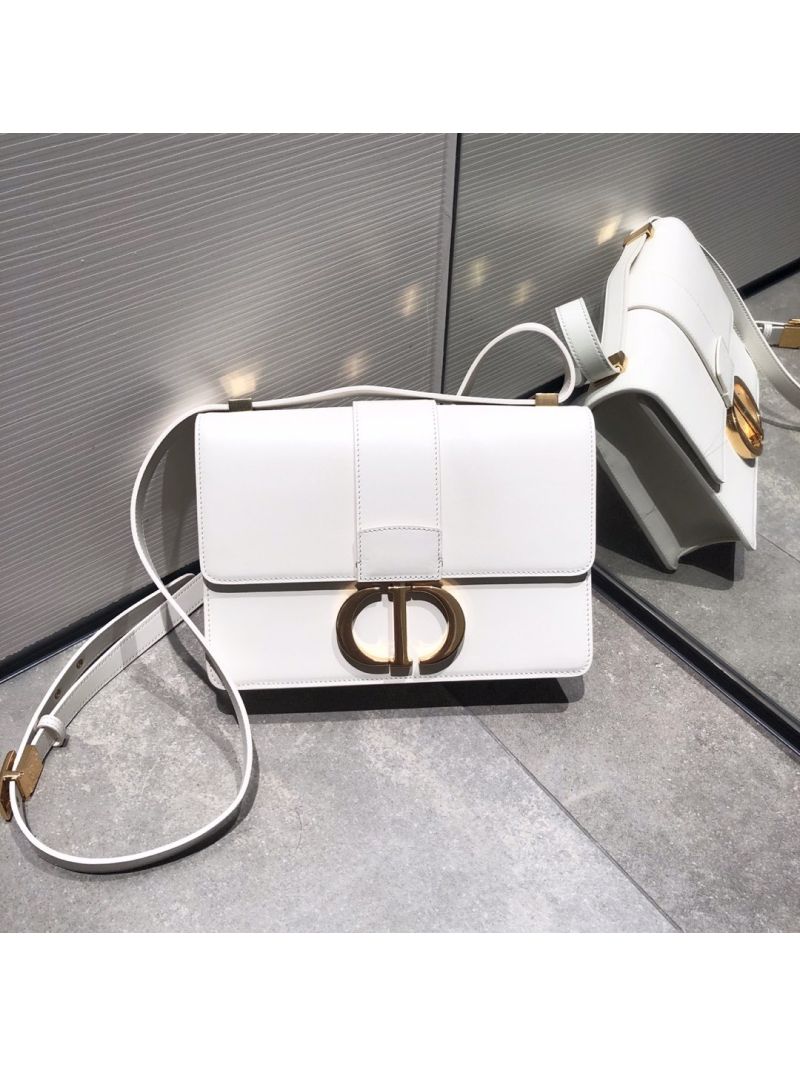 Dior 30 Montaigne Calfskin Bag in White